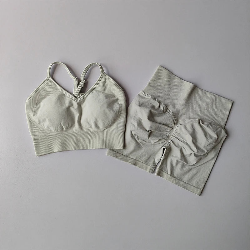 2PCS Butt Lifting Shorts & Sports Bra Set – Seamless Activewear
