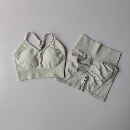 2PCS Butt Lifting Shorts & Sports Bra Set – Seamless Activewear