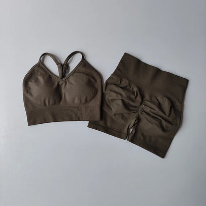 2PCS Butt Lifting Shorts & Sports Bra Set – Seamless Activewear