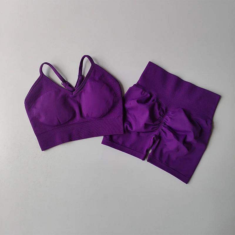 2PCS Butt Lifting Shorts & Sports Bra Set – Seamless Activewear