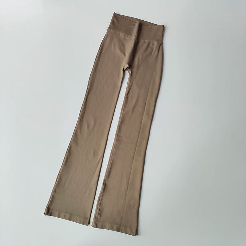 High-Waist Flared Fitness Leggings – Seamless & Lifting