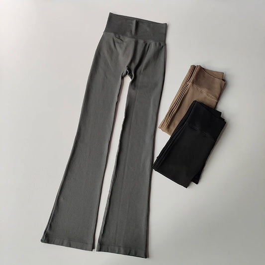 High-Waist Flared Fitness Leggings – Seamless & Lifting