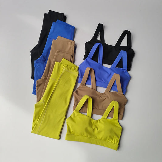 2PCS Yoga & Fitness Set – Sports Bra + High Waist Leggings