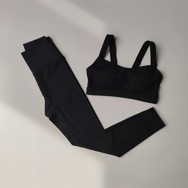 2PCS Yoga & Fitness Set – Sports Bra + High Waist Leggings