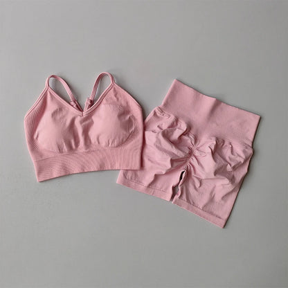 2PCS Butt Lifting Shorts & Sports Bra Set – Seamless Activewear