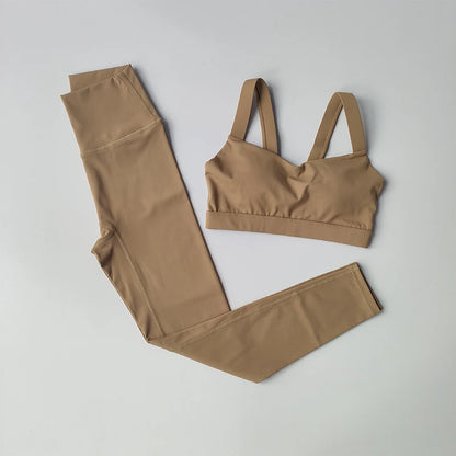 2PCS Yoga & Fitness Set – Sports Bra + High Waist Leggings