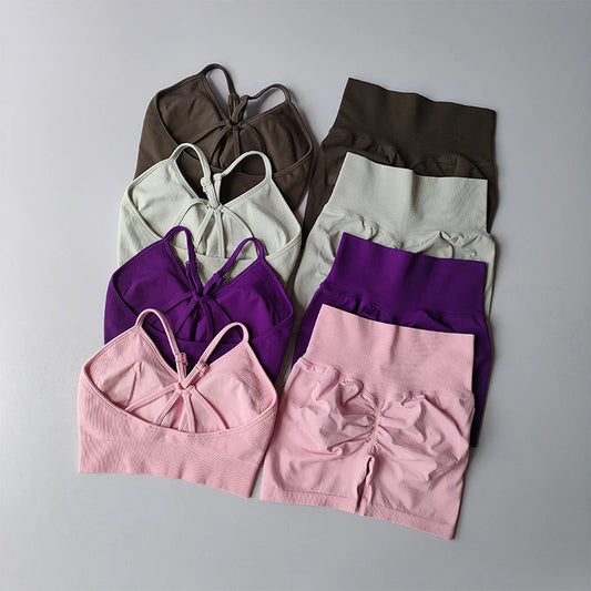2PCS Butt Lifting Shorts & Sports Bra Set – Seamless Activewear